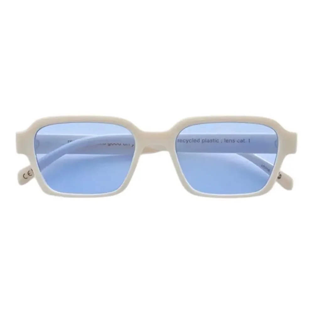 SZADE NIB Booth Sustainable On Trend Squared Off Heavy Cream/Prussian Sunglasses